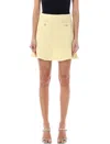 Self-portrait Embellished Flared Tweed Mini Skirt In Yellow