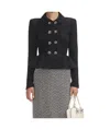 Self-portrait Black Textured Knit Jacket In Black