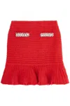 Self-portrait Textured Knit Mini Skirt In Red
