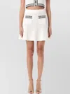 Self-portrait Textured Knit Skirt With Pockets And Buttons