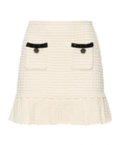 Self-portrait Self Portrait Knitted Mini Skirt With Sequins In Neutral