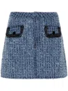 Self-portrait Light Blue Mini Skirt With Patch Pockets In Blue