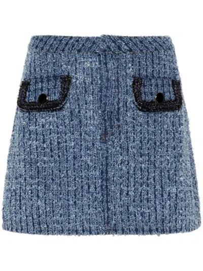 SELF-PORTRAIT SELF-PORTRAIT TEXTURED MINI SKIRT WITH DECORATIVE POCKETS AND ELEGANT FINISH
