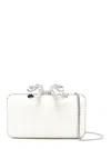 Self-portrait White Clutch With Pearls Embellishment And Bow Detail In Tech Fabric Woman In White