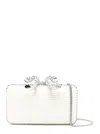 Self-portrait White Clutch With Pearls Embellishment And Bow Detail In Tech Fabric Woman In White