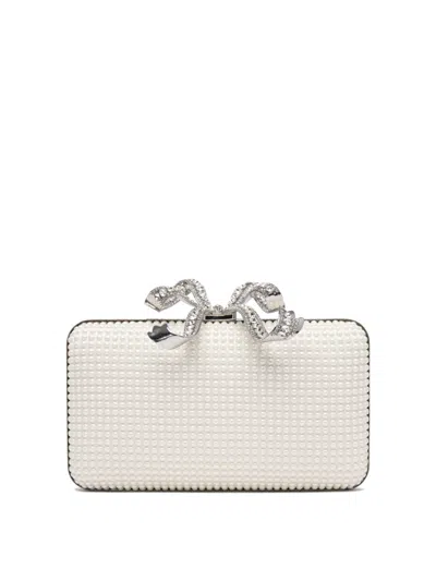 Self-portrait Textured Pearl-like White Clutch