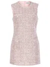 Self-portrait Textured Sleeveless Dress With Fitted Silhouette In Pink