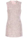Self-portrait Textured Sleeveless Dress With Fitted Silhouette In Pink