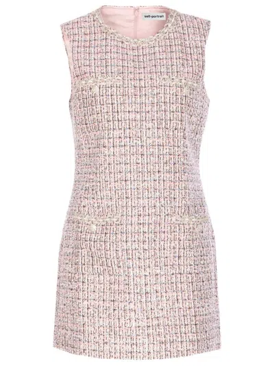 SELF-PORTRAIT TEXTURED SLEEVELESS DRESS WITH FITTED SILHOUETTE