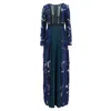 Self-portrait Thea Lace Maxi Dress In Blue Polyester In Blue
