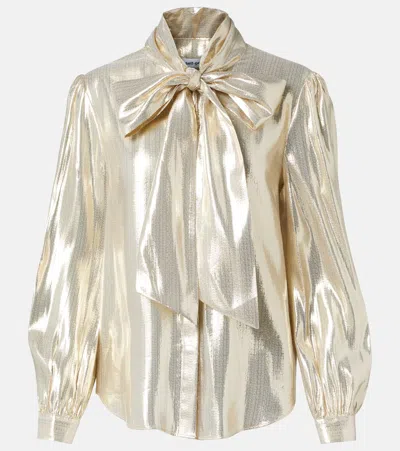 Self-portrait Self Portrait Shirt With Lurex Thread In Gold