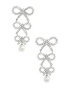 Self-portrait Tiered Crystal Bow Earrings In Silver