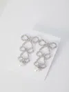 Self-portrait Tiered Crystal Bow Earrings In Silver