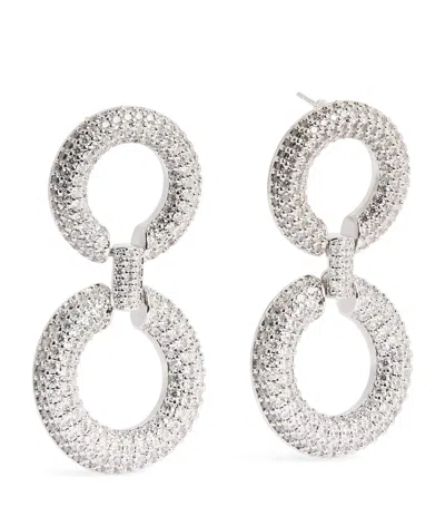 Self-portrait Tiered Crystal Link Earrings In Silver