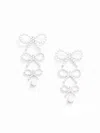 Self-portrait Tiered Pearl Bow Earrings In Silver