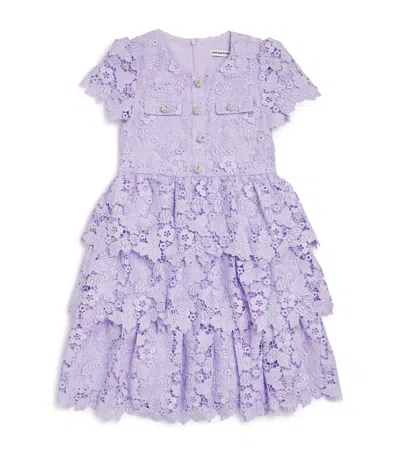 Self-portrait Kids' Tiered Floral Dress In Purple