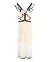 Self-portrait Tiered Midi Dress In Cream Cotton In White