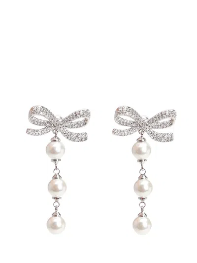 Self-portrait Tiered Pearl Bow Earrings Jewelry White