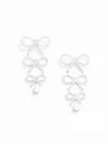 Self-portrait Tiered Pearl Bow Earrings In Metallic