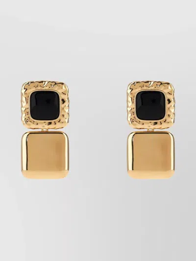 Self-portrait Tiered Square Textured Earrings In Gold