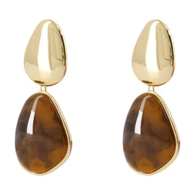 Self-portrait Tiger Eye Tiered Earrings In Brown