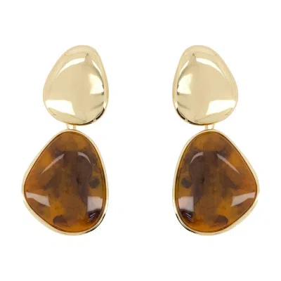 Self-portrait Tiger Eye Tiered Earrings Self Portrait Metal Multicolor In Brown