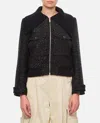 Self-portrait Bouclé Zip-up Bomber Jacket In Black