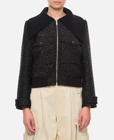 SELF-PORTRAIT TINSEL BOUCLE BOMBER JACKET