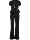 Self-portrait Womens Metallic Polyester Jumpsuit In Black