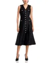 Self-portrait Tinsel Boucle Buttoned Midi Dress In Black In Black