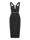 Self-portrait Tinsel Boucle Belted Cutout Midi Dress In Black