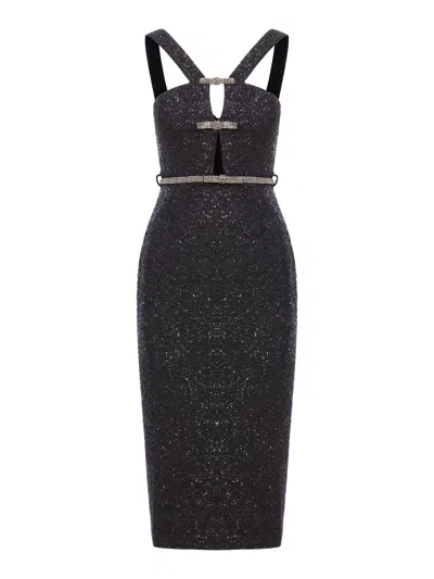 SELF-PORTRAIT TINSEL BOUCLE MIDI DRESS