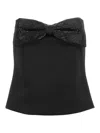 Self-portrait Black Sleeveless Top With Bandeau Neckline In Tech Fabric Woman In Black