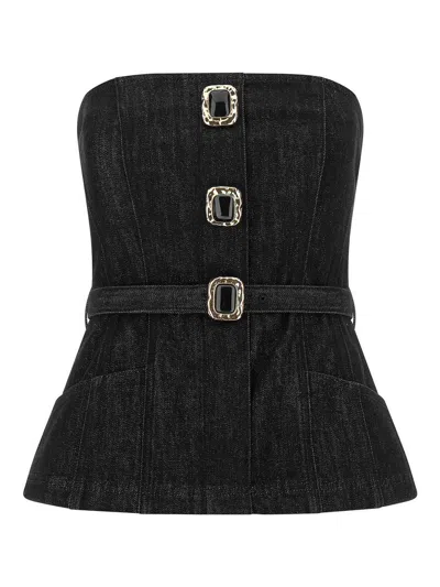 Self-portrait Bandeau Top In Black