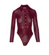 Self-portrait Self Portrait Women Burgundy Viscose Knit Long-sleeved Bodysuit In Burgundy