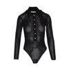 Self-portrait Viscose Knit Bodysuit In Black
