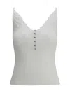 Self-portrait Womens Lace-trim Ribbed Knit Top White