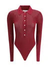 Self-portrait Self Portrait Women Burgundy Viscose Knit Long-sleeved Bodysuit In Burgundy
