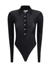 Self-portrait Viscose Knit Bodysuit In Black