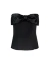 Self-portrait Black Sleeveless Top With Bandeau Neckline In Tech Fabric Woman