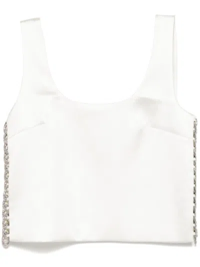 Self-portrait Top Aus Satin Mit Knochen In Weiss