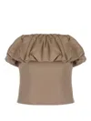 Self-portrait Taffeta Bandeau Top In Beige
