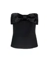 Self-portrait Black Sleeveless Top With Bandeau Neckline In Tech Fabric Woman In Black