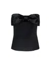 Self-portrait Black Sleeveless Top With Bandeau Neckline In Tech Fabric Woman In Black