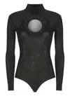 Self-portrait X Christopher Kane Lace-trimmed Cutout Bodysuit In Black