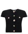 Self-portrait Crystal Embellished-buttons Cardigan In Black