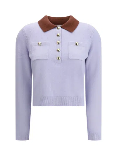 Self-portrait Contrast Collar Sweater In Purple