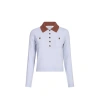 Self-portrait Knit Top Contrasting Collar Front Pockets In Blue