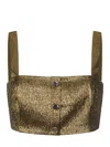 Self-portrait Metallic Jacquard Crop Top In Dorato
