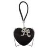 Self-portrait Top Handle Heart Clutch In Black